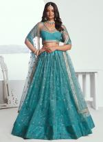 Butterfly Net Rama Green Wedding Wear Sequins Work Lehenga Choli